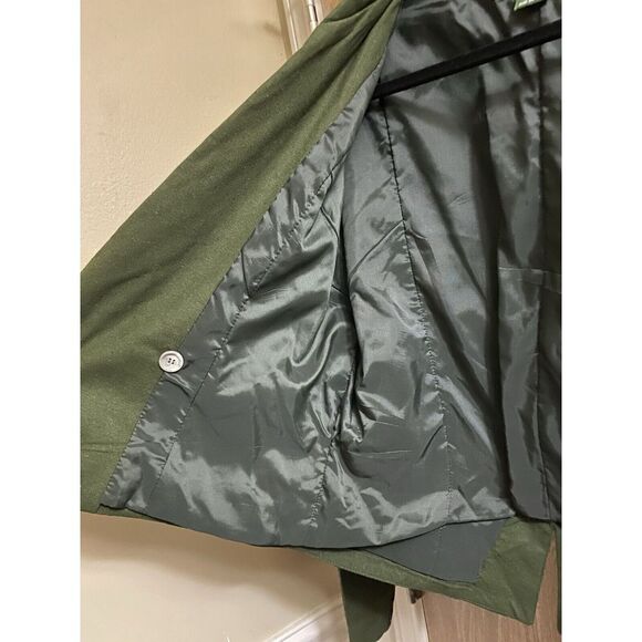 Vintage Outback Red 80s Cropped Blazer Olive Double Breasted 100% Silk Size 10 - Picture 13 of 16